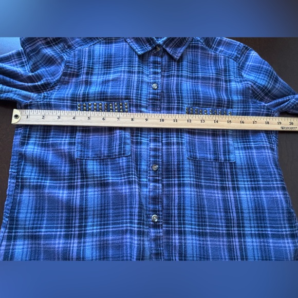 Hollister Purple Plaid Studded Flannel Casual Button-Down Shirt S Long Sleeve - Picture 7 of 8